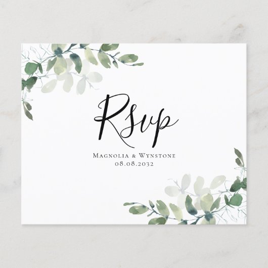 Eukalyptus Wedding RSVP Postcard (Vorderseite)