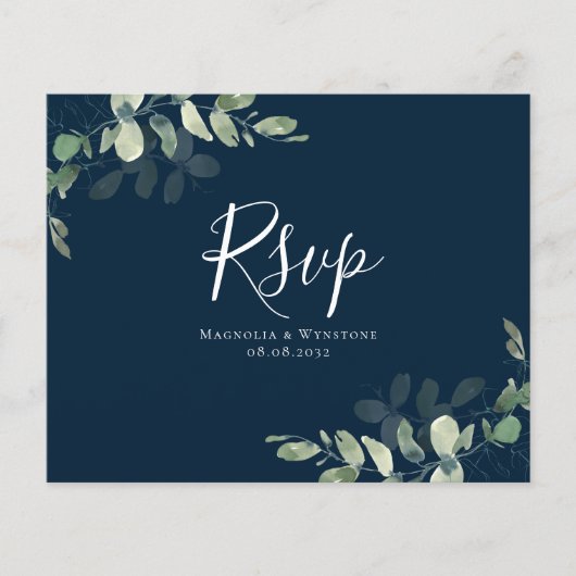 Eukalyptus Wedding RSVP Postcard (Vorderseite)