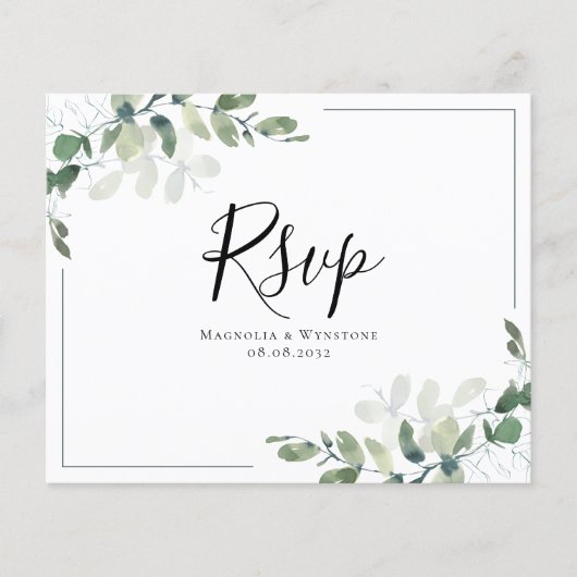 Eukalyptus Wedding RSVP Postcard (Vorderseite)