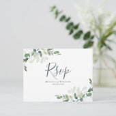 Eukalyptus Wedding RSVP Postkarte (Stehend Vorderseite)