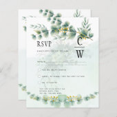 Eukalyptus Wedding RSVP Qr Code Moderne Grünpflanz (Vorne/Hinten)
