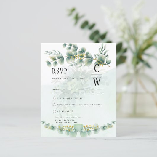Eukalyptus Wedding RSVP Qr Code Moderne Grünpflanz (Stehend Vorderseite)
