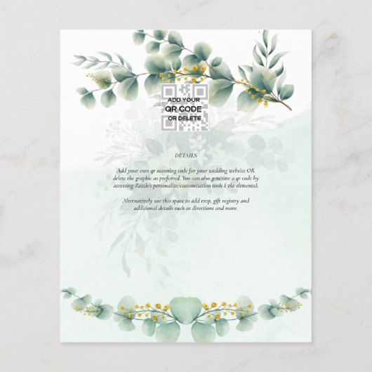 Eukalyptus Wedding RSVP Qr Code Moderne Grünpflanz (Rückseite)