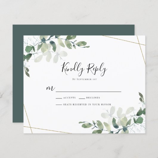 Eukalyptus Wedding RSVP Response Card (Vorne/Hinten)