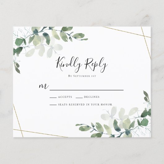 Eukalyptus Wedding RSVP Response Card (Vorderseite)