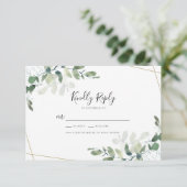 Eukalyptus Wedding RSVP Response Card Karte (Stehend Vorderseite)