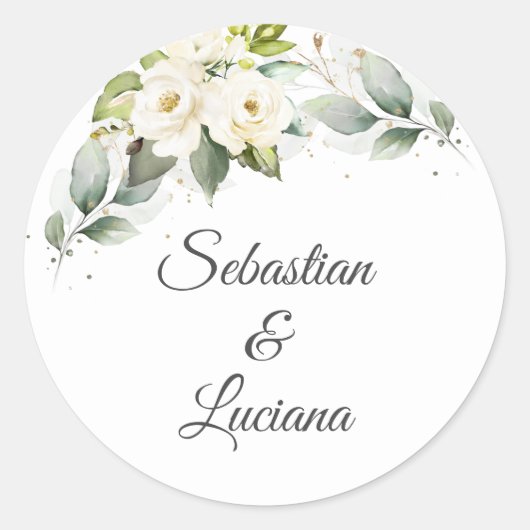 Eukalyptus Wedding Runder Aufkleber (Vorderseite)