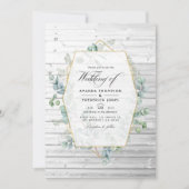 Eukalyptus Wedding Rustic Geometric Country Barn Einladung (Vorderseite)