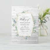Eukalyptus Wedding Rustic Geometric Country Barn Einladung (Stehend Vorderseite)