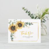 Eukalyptus Wedding Rustic Sonnenblume Dankeschön K Einladung (Stehend Vorderseite)