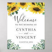 Eukalyptus Wedding Rustic Sunflower Begrüßungszeic Poster (Vorne)