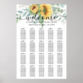 Eukalyptus Wedding Rustic Sunflower Cart Poster