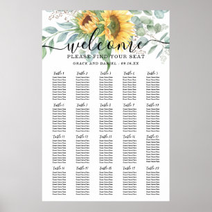 Eukalyptus Wedding Rustic Sunflower Cart Poster