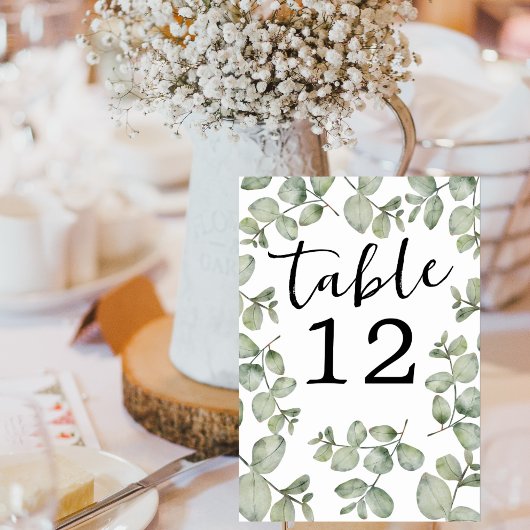 Eukalyptus Wedding Rustic Watercolor Tischnummer