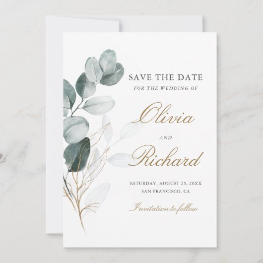 Eukalyptus Wedding Save The Date (Vorderseite)