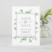Eukalyptus Wedding Save The Date (Stehend Vorderseite)