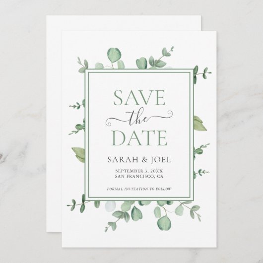 Eukalyptus Wedding Save The Date (Vorne/Hinten)