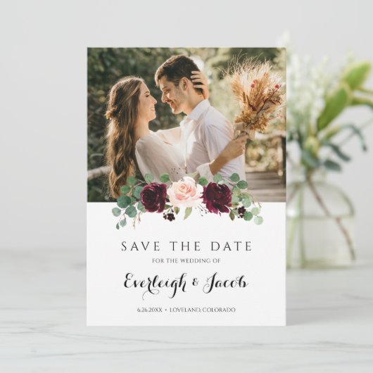 Eukalyptus Wedding Save The Date (Stehend Vorderseite)