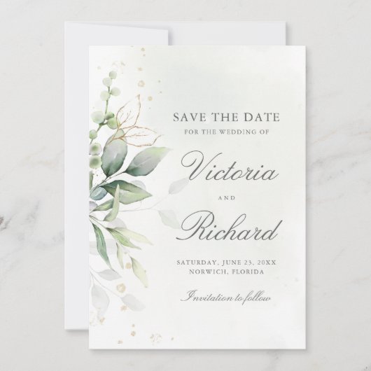 Eukalyptus Wedding Save The Date (Vorderseite)