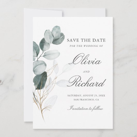 Eukalyptus Wedding Save The Date (Vorderseite)