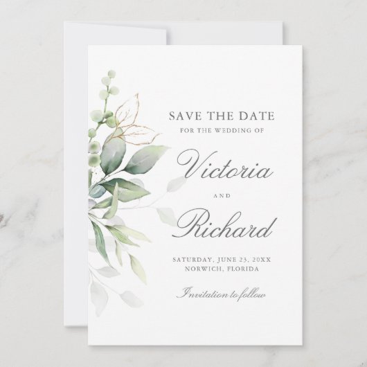 Eukalyptus Wedding Save The Date (Vorderseite)