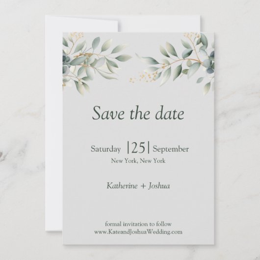 Eukalyptus Wedding Save The Date (Vorderseite)
