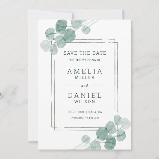 Eukalyptus Wedding Save The Date (Vorderseite)