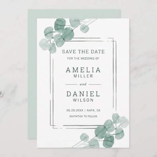 Eukalyptus Wedding Save The Date (Vorne/Hinten)