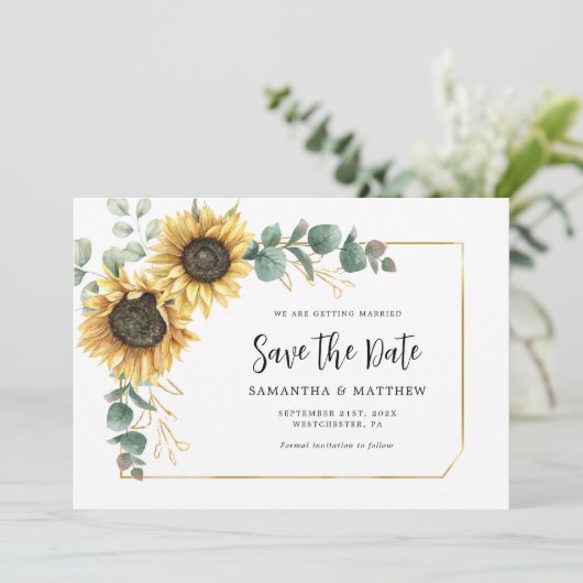 Eukalyptus Wedding Save The Date (Stehend Vorderseite)