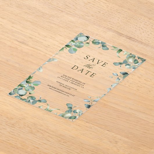Eukalyptus Wedding Save the Date Acryleinladungen (Ablage )
