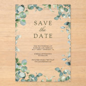 Eukalyptus Wedding Save the Date Acryleinladungen (Vorderseite)
