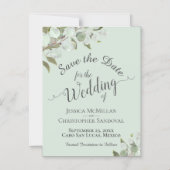 Eukalyptus Wedding Save the Date Calligrafy Mint Magneteinladung (Vorderseite)