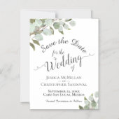 Eukalyptus Wedding Save the Date Calligraphy White Magneteinladung (Vorderseite)