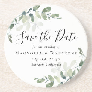 Eukalyptus Wedding Save the Date Getränkeuntersetzer