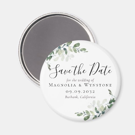 Eukalyptus Wedding Save the Date Magnet (Vorderseite/Rückseite)