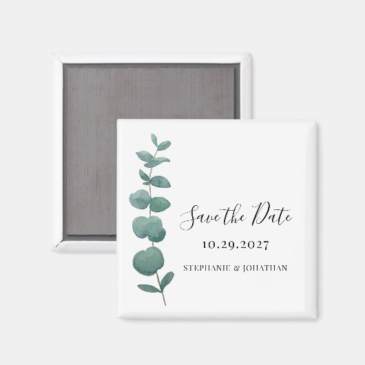 Eukalyptus Wedding Save the Date Magnet (Vorderseite/Rückseite)