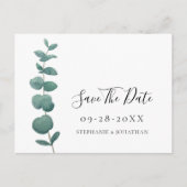 Eukalyptus Wedding Save the Date Postcard Ankündigungspostkarte (Vorderseite)
