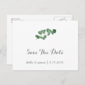 Eukalyptus Wedding Save the Date Postcards Ankündigungspostkarte (Vorne/Hinten)