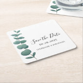 Eukalyptus Wedding Save the Date Rechteckiger Pappuntersetzer (angewinkelt)