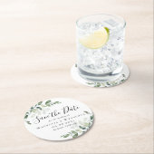 Eukalyptus Wedding Save the Date Runder Pappuntersetzer (Vor Ort)