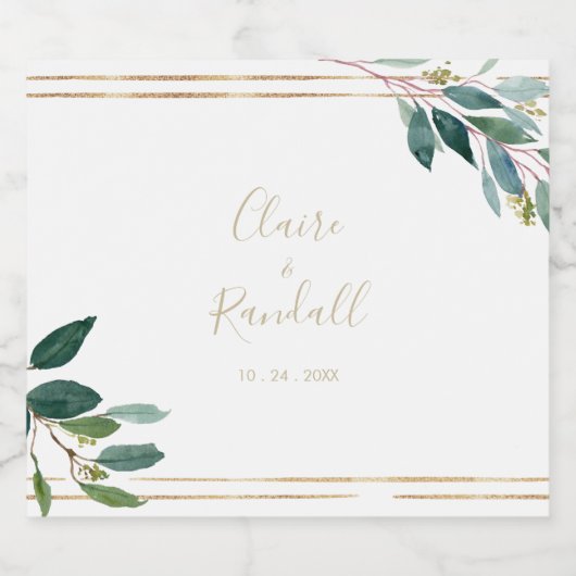 Eukalyptus Wedding Schaumweinetikett (Einzelnes Label)