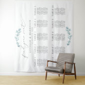 Eukalyptus Wedding Seating/Table Plan Wandteppich (Beispiel)