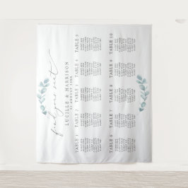 Eukalyptus Wedding Seating/Table Plan Wandteppich