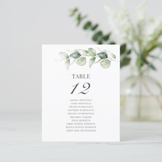 Eukalyptus Wedding Seating Tischnummer (Stehend Vorderseite)