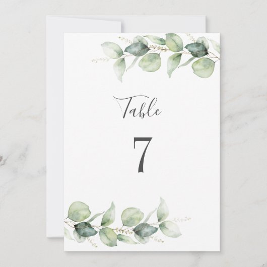 Eukalyptus Wedding Seating Tischnummer 7 (Vorderseite)