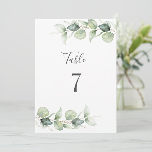 Eukalyptus Wedding Seating Tischnummer 7 (Stehend Vorderseite)