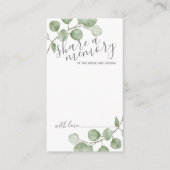 Eukalyptus Wedding 'Share a Memory' Hinweiskarte (Vorderseite)