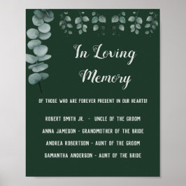 Eukalyptus Wedding Sign in Love Memory Greenery Poster