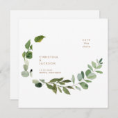 Eukalyptus Wedding Square Save the Date (Vorne/Hinten)