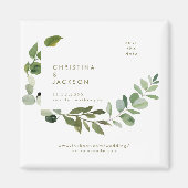 Eukalyptus Wedding Square Save the Date Gold Text Magnet (Vorne)